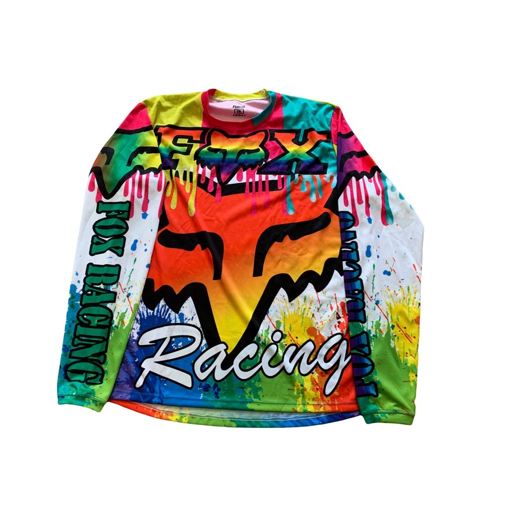 Men’s fox racing paint drip XXL RARE retro COLORFUL Fox Racing Jersey/ Shirt